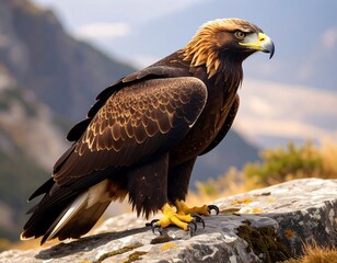 Majestic golden eagle perched on a rock