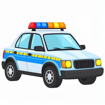 Cute Cartoon Police Car Illustration