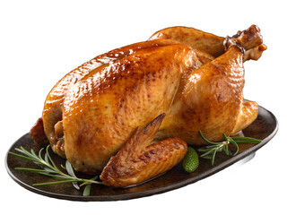 roasted chicken on a white background