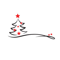 
Abstract  Tree with Red Stars Swirl - Festive Holiday Design Element