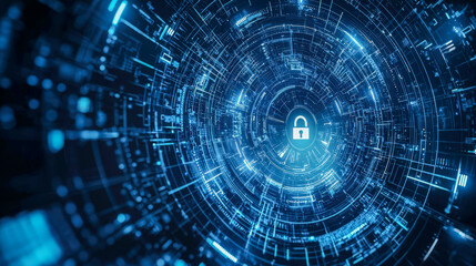 Fototapeta premium Digital security and data protection concept with futuristic lock icon