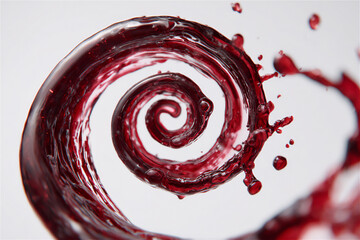 a stream of wine forms into a spiral with a few rounds pouring top view