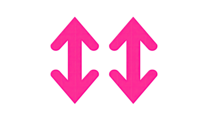 Two vibrant hot pink arrows, vertically opposed, on a black background.  Each arrow has a pixelated, slightly blurred edge