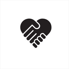 Heart Handshake Icon - Partnership, Love, Friendship, Agreement Symbol
