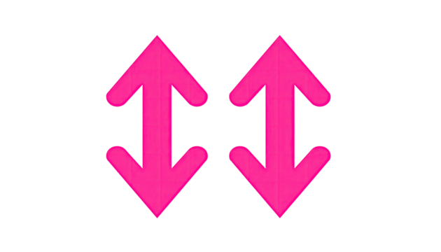 Two vibrant hot pink arrows, vertically opposed, on a black background.  Each arrow has a pixelated, slightly blurred edge - Powered by Adobe
