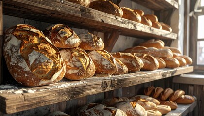 Golden Hour in the Rustic Bakery: A Collection of Freshly Baked Breads