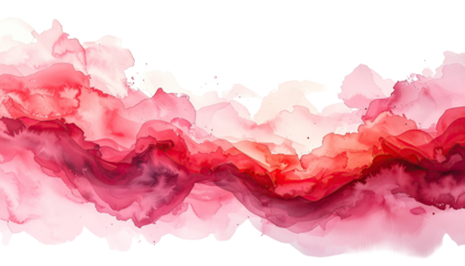 Abstract, flowing shapes of pink, red, and white watercolor.  Soft,  blurred textures create a painterly effect