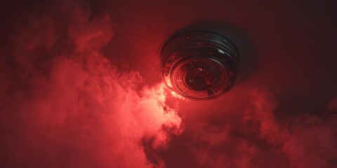 Crimson Haze: A Smoke-Filled Room's Eerie Glow