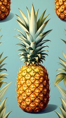 Pineapple pattern on light blue background