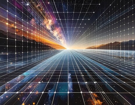 Futuristic digital pathway through space