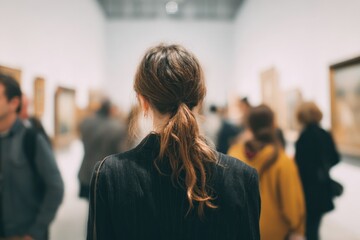 Fototapeta premium Art Gallery Visitor: A Moment of Contemplation
