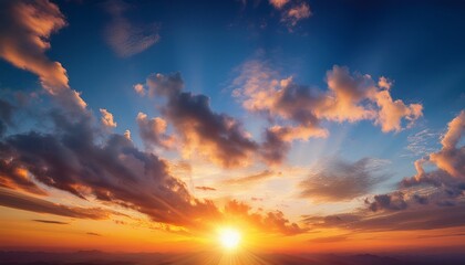 Fototapeta premium Sunset Sky Sun And Sunset Clouds Sunset Background