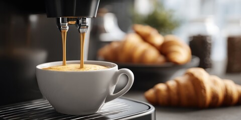 Espresso Perfection: Coffee Brewing with Croissants