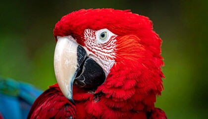 Close-up of a vibrant red macaw