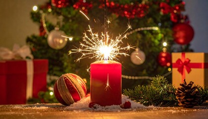 Christmas candle with sparkler (1)
