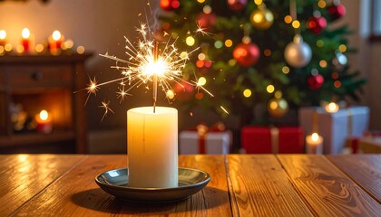 Christmas candle with sparkler