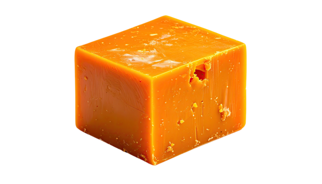 Orange cube cheese, textured