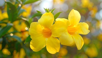 Bright yellow flowers in sunlight