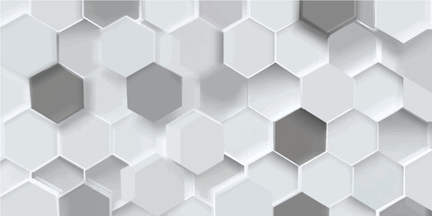 Fototapeta premium Abstract Geometric Hexagon Pattern. Minimalistic hexagon pattern in white and gray on background 