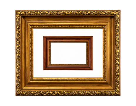 Gold ornate picture frames, nested