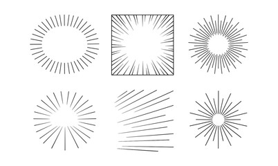 Fototapeta premium Set of geometric sunburst line designs for creative projects