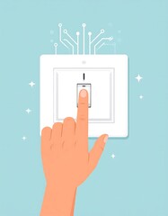 Hand turning on a light switch