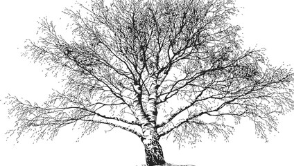 Obraz premium Bare tree sketch hand drawn with intricate branches and textured trunk — stock vector