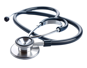 Medical stethoscope, dark gray and silver