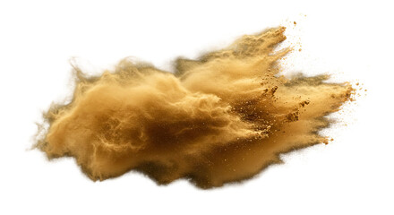 Obraz premium Dust Explosion A mesmerizing abstract composition unfolds as a swirling cloud of fine brown particles bursts outwards captured in stunning detail with a highspeed camera