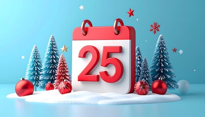 Festive calendar display with Christmas trees