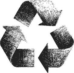 Recycling symbol sketch hand drawn textured arrows forming triangle — stock vector