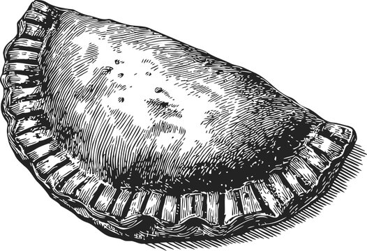 black and white empanada food drawing clip art preview