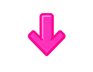 Magenta downward-pointing arrow icon.  Glossy, outlined