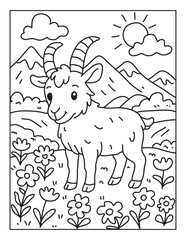 Happy Farm Animal Coloring Book, Cute Cows by the Barnyard, Playful Goats on the Farm, Little Ponies with Big Smiles, Peaceful Countryside Scenes, Fun & Easy Coloring for Kids , line art vector 