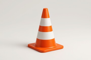 High detail 3D safety traffic cone with reflective stripes isolated on clean background construction barrier equipment vivid orange studio lighting realistic product render