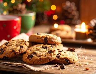 Christmas cookies on wooden board