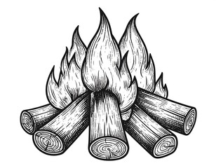Hand-drawn campfire sketch