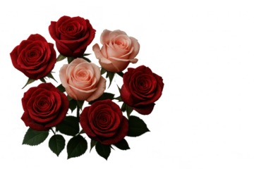 Velvety red and blush roses on deep black background luxury floral arrangement with gradients dewy petals and elegant botanical artwork for prints