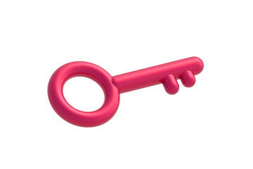 Red key isolated on white background. 3d render