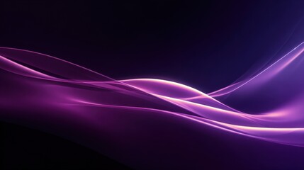 Abstract vibrant purple light waves flowing smoothly over dark background for design.