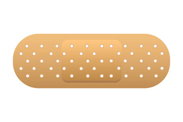 Medical plaster isolated on white background, wound plasterer or bandaged patch, vector adhesive health care object. Injury tape plaster flat design, Sticking plaster.First aid concept.