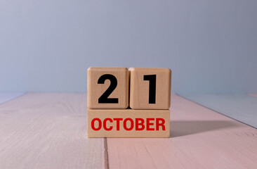Wooden calendar organizer with date october 21