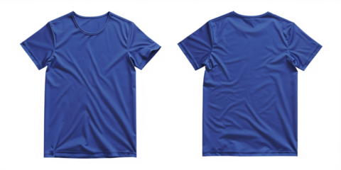 Blue t shirt front and back views isolated on a transparent background t-shirt apparel 1