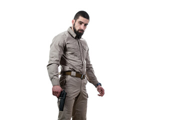 Soldiers With Gun on a White Background