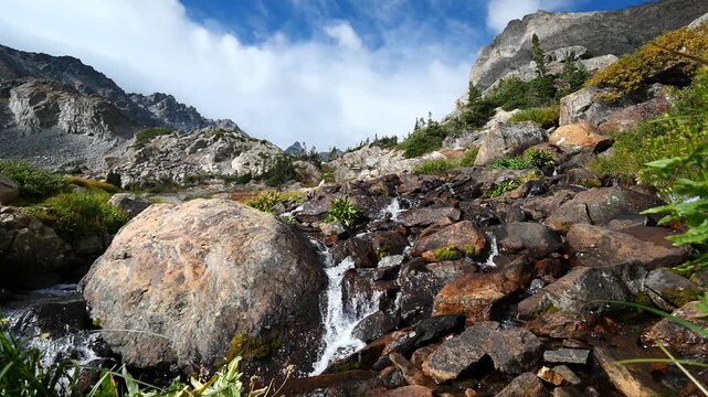 Mountain Stream Flowing from Small Alpine Lake near Lake Isabelle, Colorado in Mid-September