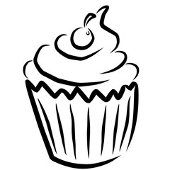 Cupcake with Cream Topping Illustration