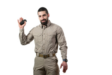 Man Holding a Bomb in His Hand