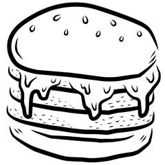 Burger with Melting Cheese Illustration