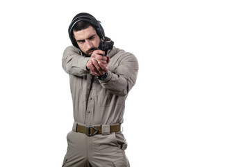Warrior With Gun on a White Background