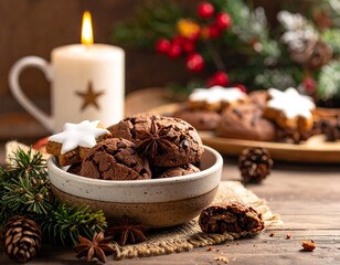 Festive chocolate cookies and treats